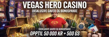 Vegas Hero Casino-bonuser i Norge: Velkomstpakke, krypto, cashback og VIP-fordeler